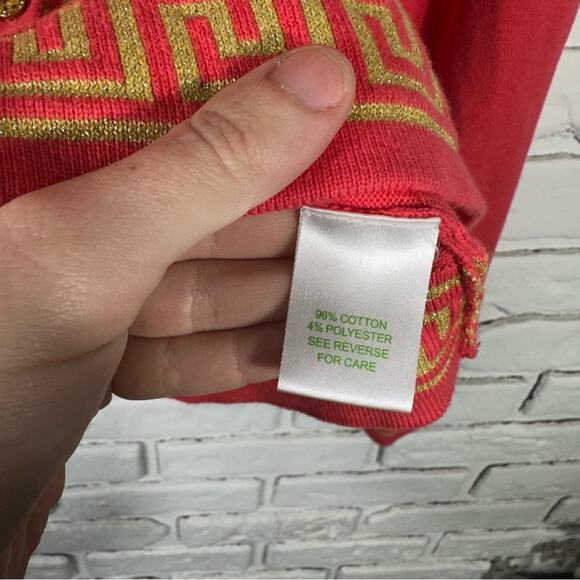 Lilly Pulitzer Greek Key Pink Cardigan Sweater Size XS - Picture 5 of 9